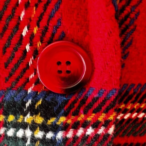 English Factory Tartan Plaid Long Sleeve Single Button Blazer Red Women's SZ S - Picture 8 of 13